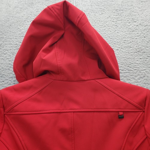 Ellen Tracy Trench Coat Womens Medium Red Belted Fleece Lined Hooded Full Zipper - Picture 12 of 12