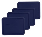 Pyrex 7211-PC Rectangle 6 Cup 1.5L Blue Storage Lid 4 Pack New for Glass Dish