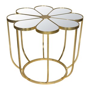 Gold Flower Art Deco Metal Mirrored Gl Top Side Table Coffee Image Is Loading Gold Flower Art Deco Metal Mirrored Gl Top