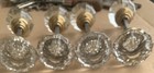 Vintage Matching glass & brass door knobs w spindle lot of 4 complete 12 Point