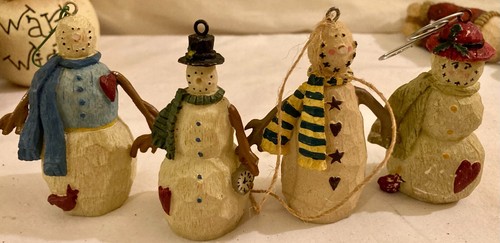 Country Primitive Tall Snowmen Ornaments Christmas 19 Piece Set - Picture 4 of 11