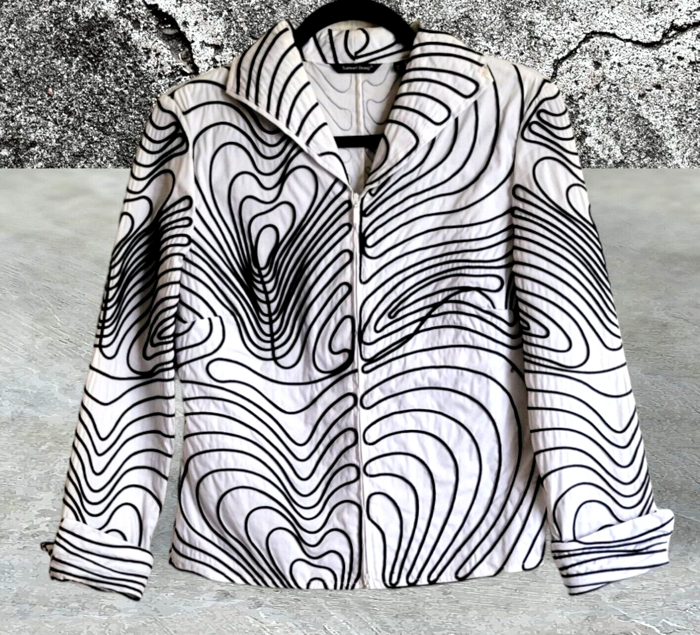 VETEMENTS Squisita giacca con zip rialzata accenti in corda nera di Samuel Dong taglia S P donna