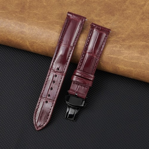 Genuine Leather Watch Strap Black Buckle Real Crocodile Watch Band Quick Release - Picture 20 of 36
