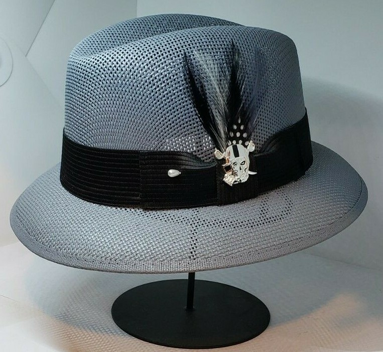 Mens Oxford Gray Skull Raiders center crease Lowrider hat Mens Oxford Gray Skull Raiders center crease Lowrider hat