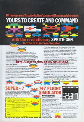 Sprite-Gen BBC Micro Computer ''Vintage Software'' 1984 Magazin Werbung #5212