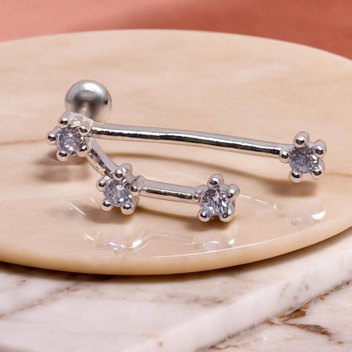 Chic Silver Horoscope Earring with Zirconia Crystals Bright Sparkling Jewellery - Picture 16 of 27