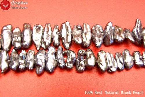 15-25mm Natural Biwa Black Pearl Loose Beads for Jewelry Making DIY Strands 14'' - Picture 5 of 8