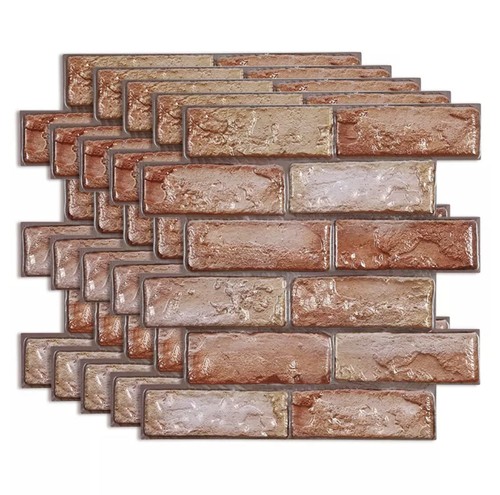 12 Stück 3D Ziegel Wandaufkleber Selbstklebend PVC Tapete für Schlafzimmer Wasserdicht O - Bild 9 von 12