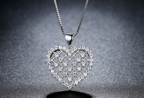 Heart Love Pendant Swarovski Silver Chain Necklace Women Jewellery Gift UK - Picture 3 of 4