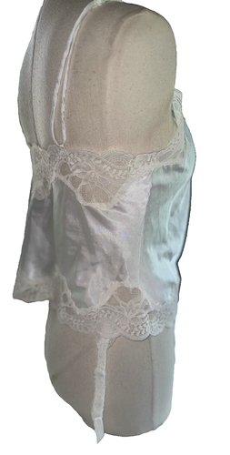 Neu ohne Etikett Vintage Oscar de la Renta Trägertop Satin Spitze zierliches Strumpfgürtel-Set weiß M 36 - Bild 13 von 21