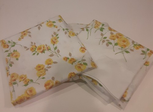 Vintage 3tlg Gardinen Set Gelb Rosen Landhaus Retro - Bild 1 von 6