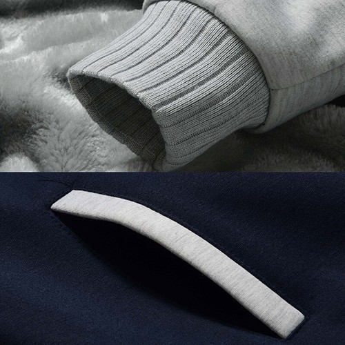 Men Winter Warm Fleece Hoodie Zipper Sweater Jacket Lined Hooded Coat - Imagen 11 de 17