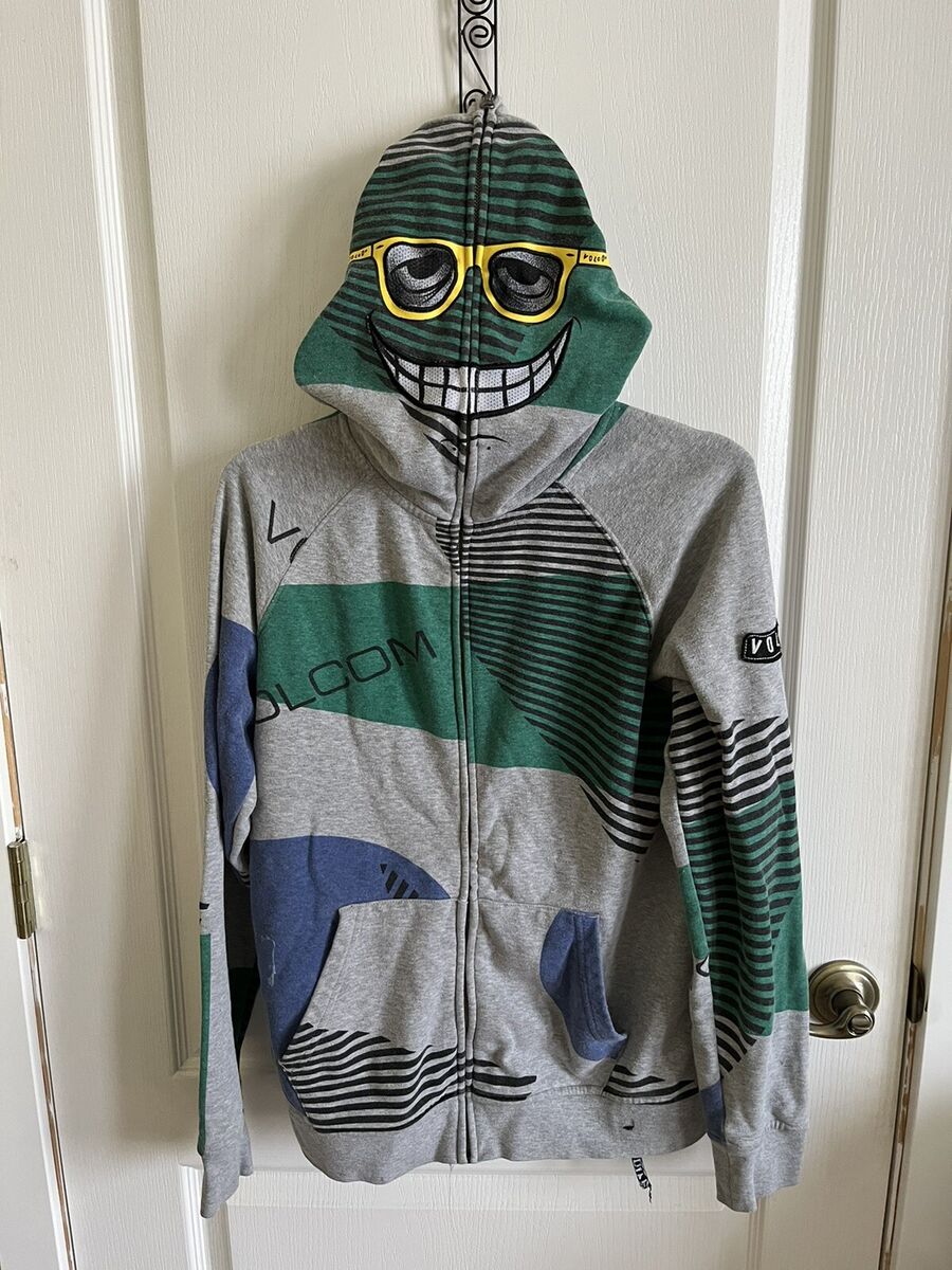 Volcom Multicolor All Over Print Full Zip 23 Hoodie Mask Sweatshirt Kids XL