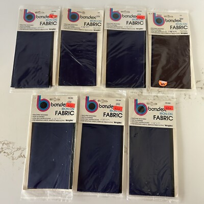 Vtg Wrights Bondex Iron On Fabric Patches Lot Of 7 Pkg Blue Black Brown 4 Each
