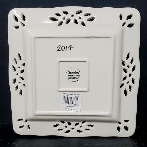 Spode Christmas Tree w/Santa Pierced Square 7 1/2” Dish Plate Tray Holiday - Picture 4 of 9