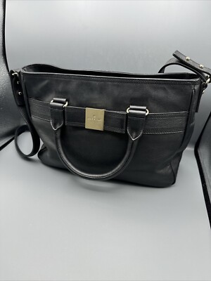 Kate Spade New York Primrose Hill Goldie Bow Satchel Black Leather Handbag Purse