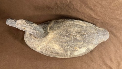 Antique Carved Wood Glass Eyes Duck Decoy w Old Paint Primitive Hunting Decor - Picture 7 of 10