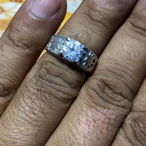 wow antique solid 925 Sterling Silver mens womans ring white CZ stone jewelry - Picture 13 of 14