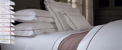 Yves Delorme Athena Palace Queen Duvet Set 3 PC Taupe Stripe Cotton Percale NEW - Picture 3 of 9