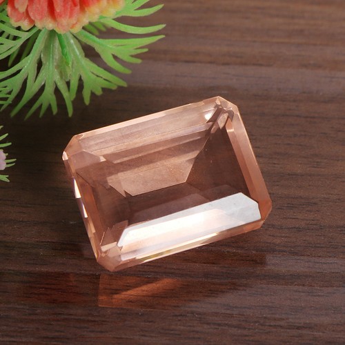 WOW Rose Quartz 20 CT Emerald Facet Cut Lab-Created Loose Gem for Ring & Pendant - Picture 2 of 6