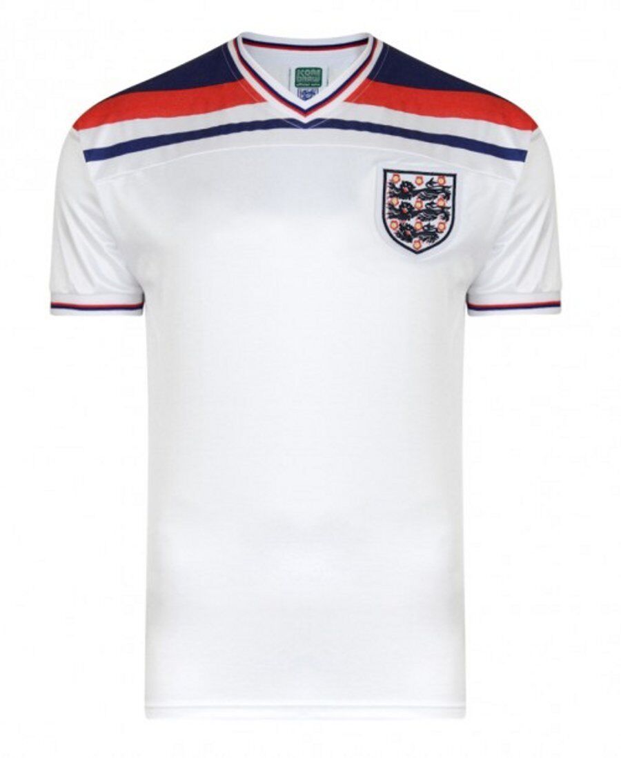 Official England Football 1982 World Cup Retro Home Shirt White Official England Football 1982 World Cup Retro Home Shirt White