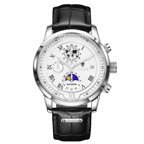 New Men Watches Luxury Quartz Watch Premium Leather Waterproof Sport Chronograph - Picture 15 of 15