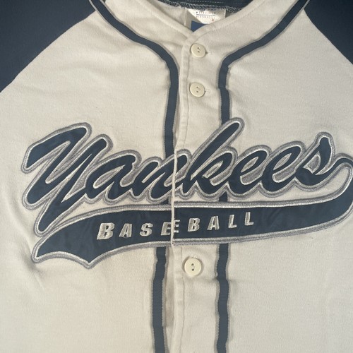 Boys Adidas New York Yankees Button-Up Baseball Jersey Shirt (Youth Large 14-16) - Picture 2 of 6