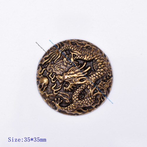 10X 35MM HEAVY STURDY BRASS DRAGON CARVED LEATHERCRAFT BELT KEYRING CONCHO DECOR - Picture 4 of 9