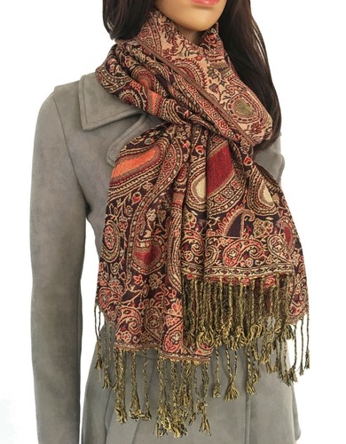 Ladies Peacock Feather Bright Rainbow Multi Colour Paisley Scarf Pashmina Shawl - Picture 332 of 977