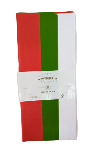 150 fogli di carta velina natalizia solida rossa verde e bianca 16,5” x 24” Wondershop - Foto 3 di 9