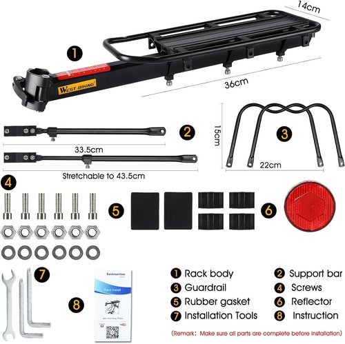 West Biking 110Lb Capacidad Casi Universal Ajustable Bicicleta Portabicicletas Ciclismo E - Imagen 6 de 9