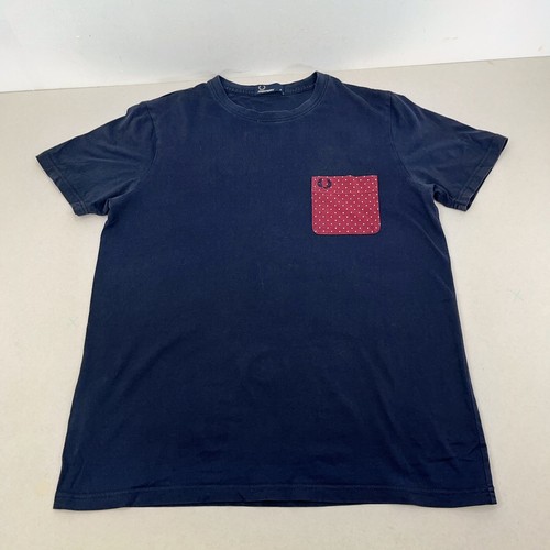 Fred Perry T-Shirt Rundhals Kurzarm Blau Navy Herren UK Größe Medium - Bild 7 von 11