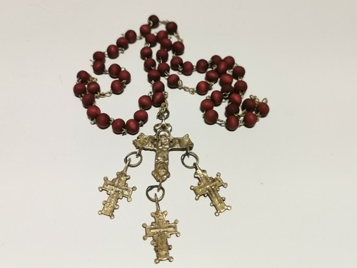 ANTIQUE POST MEDIEVAL MEN'S LADIES BRASS ORTHODOX CHRISTIAN CROSSES WITH CHAIN  - Picture 2 of 8