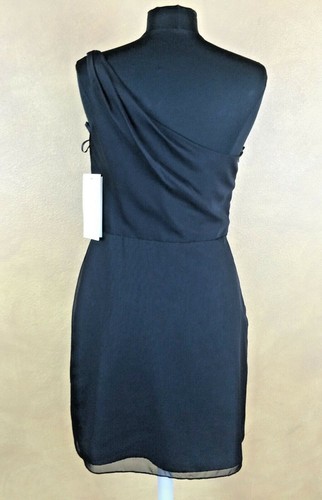 Jim HJelm One Shoulder Chiffon Prom Cocktail Party Black Dress $286 retail NWT - Picture 4 of 12