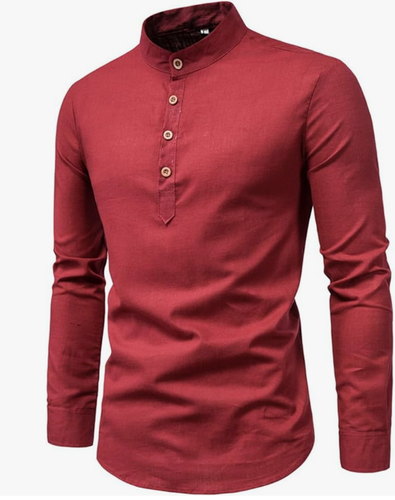 Camisas para Hombres Manga Larga Algodón Lino Camisas Henley Camisa de Vestir Informal Nuevo Reino Unido - Imagen 13 de 21