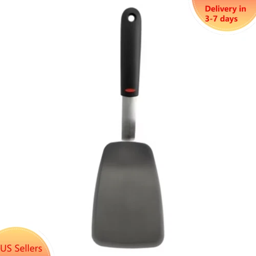 OXO Large Black Cooking Spatula, Dishwasher-Safe, Stainless Steel Handle, 13.3"