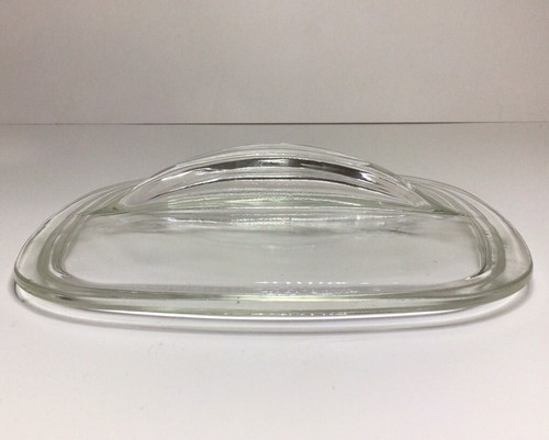 Square Glass Lid Cover With Fin Handle Clear 7 1/4 Inch Vtg - Picture 2 of 20