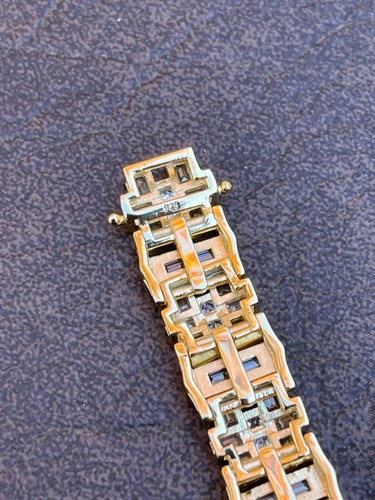 Mens Bracelet 14k Gold Plated 925 Sterling Silver Iced Baguette CZ Hip Hop - Picture 10 of 12