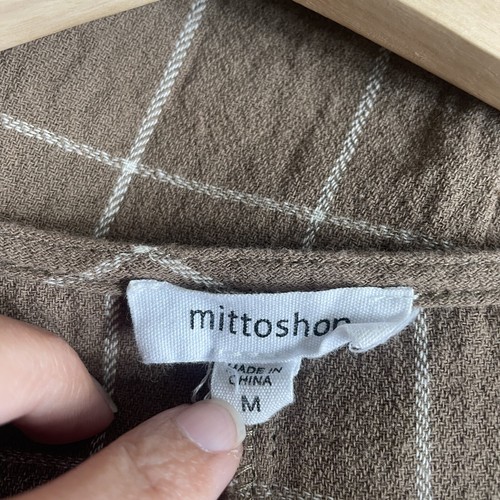 Mittoshop Womens Sara Dress Tie Waist Front Wrap Plaid Pocket Size M Brown Fall - Picture 4 of 6