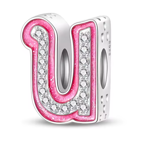 Charms Anhänger Silber 925 für Pandora Armband Buchstaben A B C Alphabet Pink - Bild 22 von 27