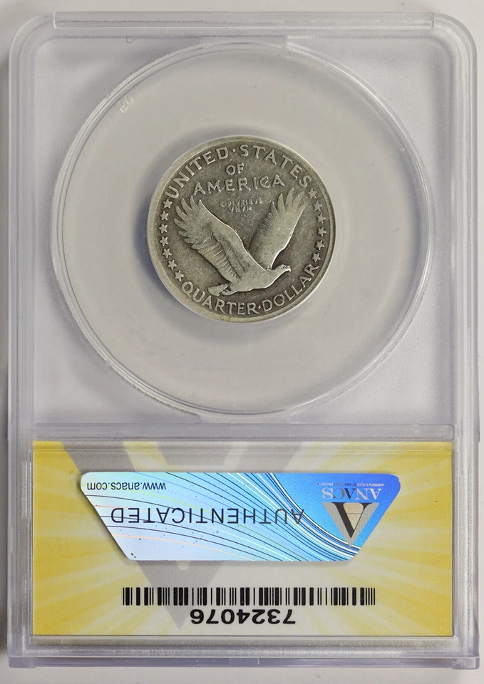 1917 Variety 1 Standing Liberty Quarter 25C Fine F 15 ANACS - Image 2 of 4