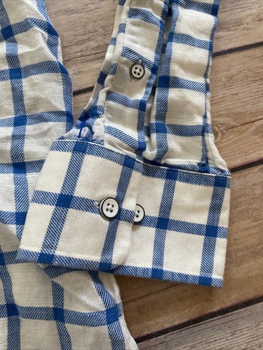 Johnnie-O Hangin Out Blue White Plaid Checker Button Up Long Sleeve Shirt XL - Picture 3 of 9
