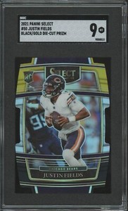 2021 Panini Select Die-Cut Black Gold Prizm #50 Justin Fields RC SGC 9 MINT