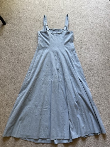 Abercrombie & Fitch The A&F Mila abito midi quadrato aderente e svasato blu chiaro L T - Foto 8 di 12