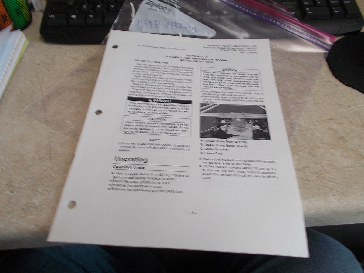 OEM Kawasaki Assembly & Preparation Manual 2004 ZX1200-C2 C3 99931