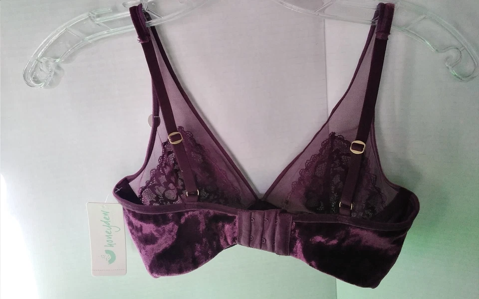 Sujetador Honeydew Nuevo con Etiquetas Para Mujer Isabella Coqueto Encaje y Terciopelo Triángulo 30D Púrpura Foto 2 de 4