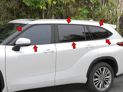 Black stainless Windows Strip Sill Molding Trim For Toyota Highlander 2020-2023 - Picture 2 of 6
