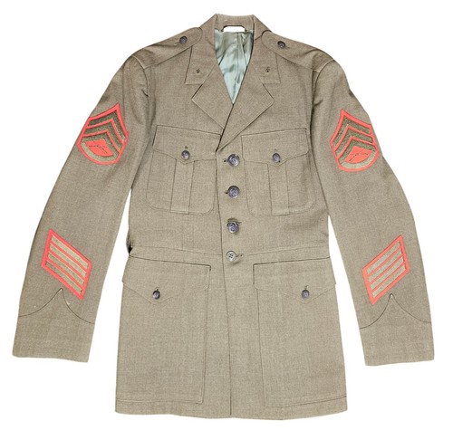 US Marines Uniform Jacket Coat Dress Green Vtg 60s Vietnam War Era 39L Patches