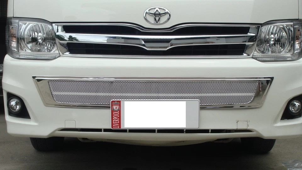Cubierta de red de parrilla inferior delantera cromada V2 para Toyota Hiace Commuter 2011 13 Foto 2 de 3