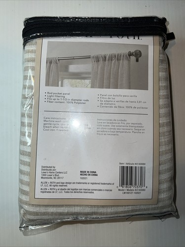 allen + roth 50x84 Linen Light Filtering Rod Pocket Single Curtain Panel 4140880 - Picture 2 of 3